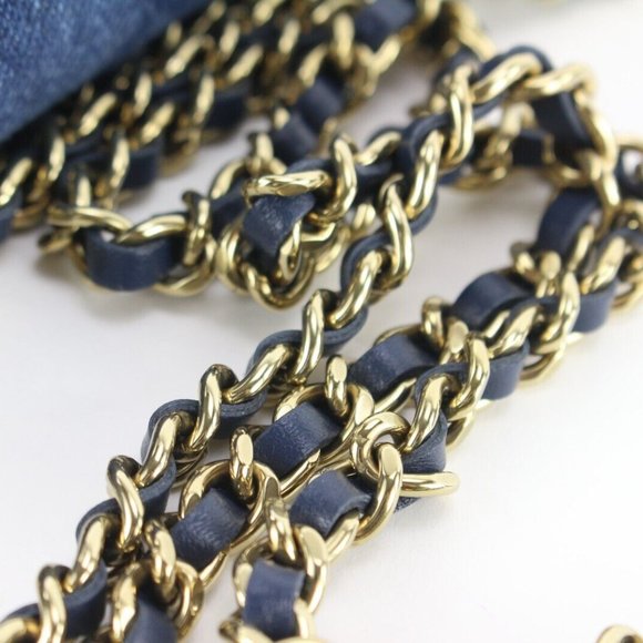 Chanel Shadow Quilted Denim Wallet on Chain WOC Gold HW 2CJ1110 - Picture 2 of 12